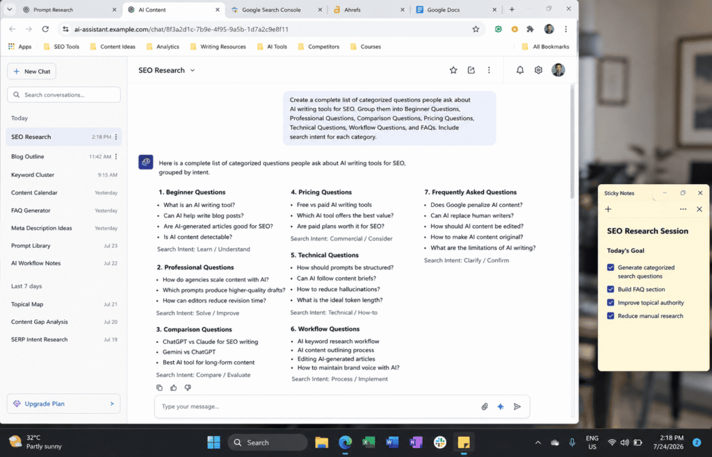 First Step of Research and inter Prompt