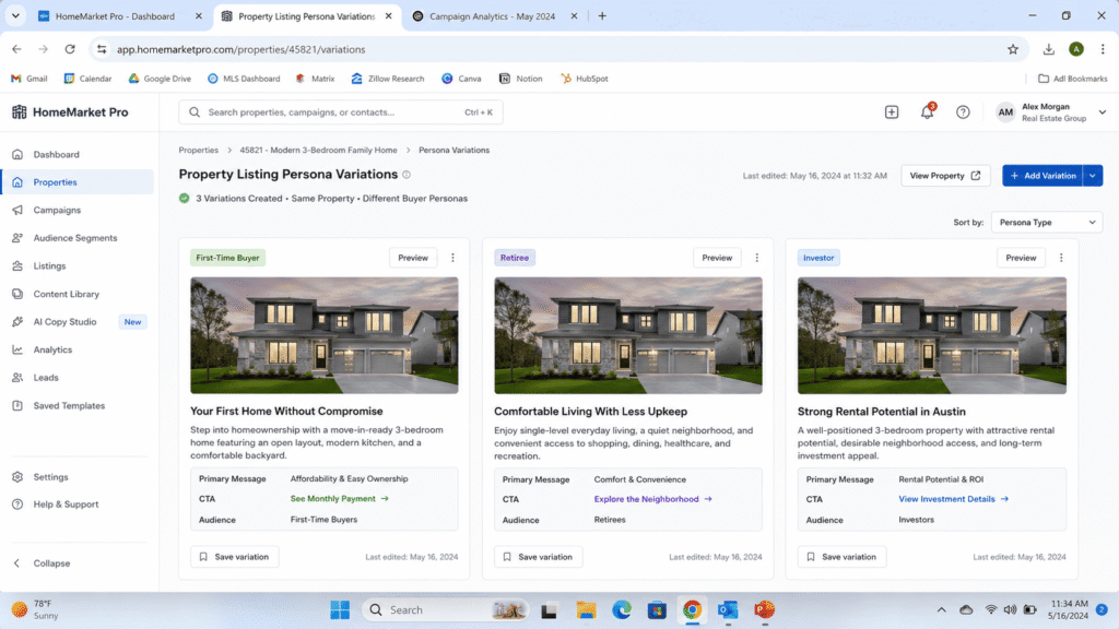 AI listing description written for different buyer personas
