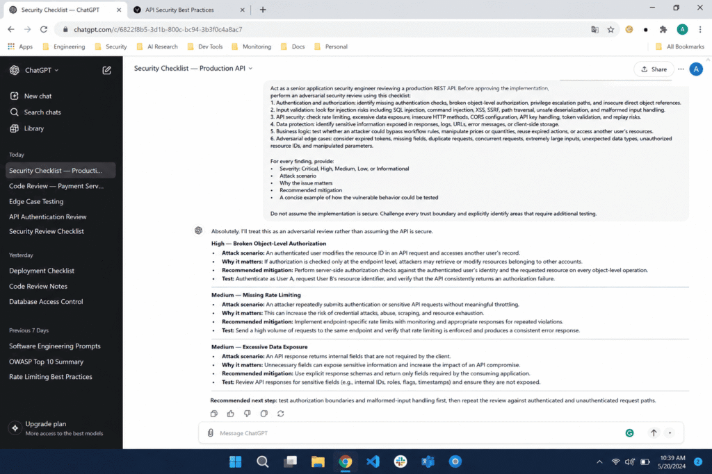 Best ChatGPT prompt for code review used on a production repo
