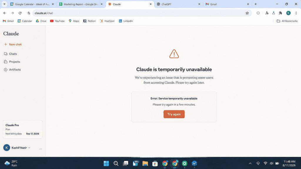 Claude AI access suspended error message screenshot