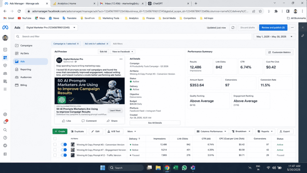 live ad example using the frustration mirror AI prompt