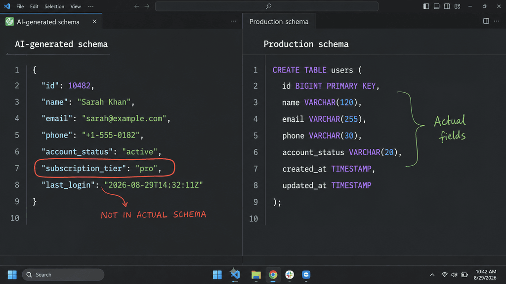 ChatGPT hallucinating a field that does not exist in the real API schema